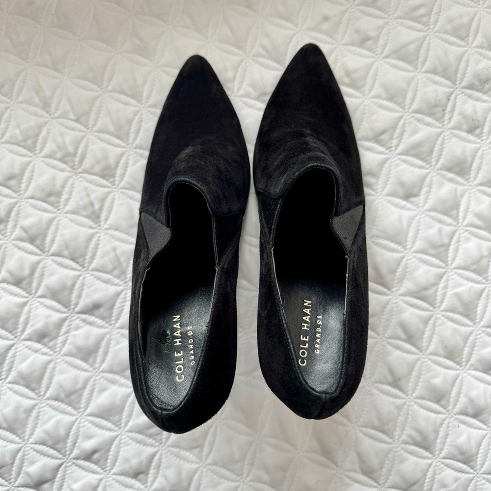 Cole Haan Allaire Shootie II Pointed Toe Suede Heeled Ankle Bootie Black Sz 9.5 - Picture 9 of 10